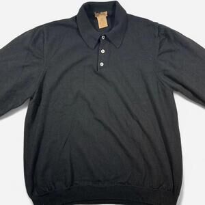 Mario Gilberti Merino 100% Wool Polo Sweater Men’s XL Made in Italy Black